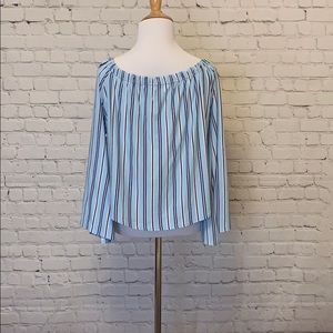 Tops - Light Blue 3/4 Sleeve Soft Blouse with Buttons Tops - Light Blue 3/4 Sleeve Soft Blouse with Buttons